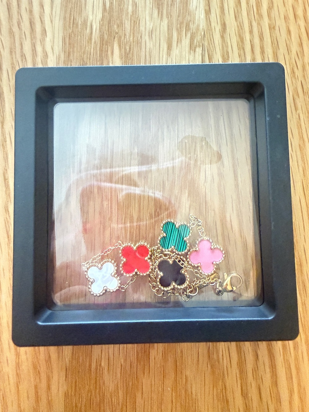 Designer Inspired Multicolor Clover Charm Bracelet Adjustable 7–8” New in Box
